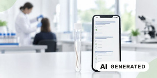 AI generated - Röhrchen mit Haaren,Versuchperson, Handy