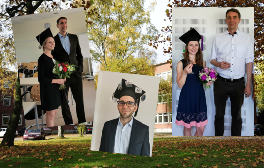Collage of photos of the disputation from Dr. Catrin Millhoff, Dr. Kai Klasmeier und Dr. Katharina Pachocki